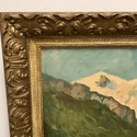 Antique Oil Painting Swiss Alps Chalet Landscaped 