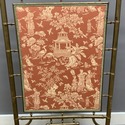 Antique Bamboo Fireplace Screen Chinoiserie Fabric