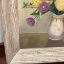 Vintage Oil Painting Still Life Yellow Tulips Purp