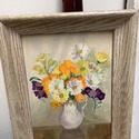 Vintage Oil Painting Yellow White Orange Purple Fl