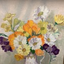Vintage Oil Painting Yellow White Orange Purple Fl