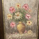Vintage Oil Painting Still Life Floral Bouquet Pin