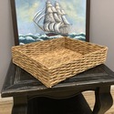Large Square Seagrass Wicker Storage Basket Ottoma