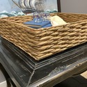 Large Square Seagrass Wicker Storage Basket Ottoma