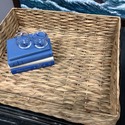 Large Square Seagrass Wicker Storage Basket Ottoma