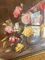Vintage Print Still Life Bouquet Roses Under Glass