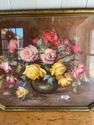 Vintage Print Still Life Bouquet Roses Under Glass