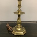 Vintage Brass Table Lamp Fluted Column Center Deco