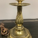 Vintage Brass Table Lamp Fluted Column Center Deco
