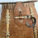 Vintage Birch Bark Fishing Creel Hand Sewn Large 1