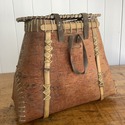 Vintage Birch Bark Fishing Creel Hand Sewn Large 1