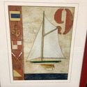 Vintage Print Model Ship Nautical Flags Oars Ancho