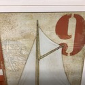 Vintage Print Model Ship Nautical Flags Oars Ancho