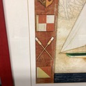 Vintage Print Model Ship Nautical Flags Oars Ancho