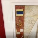 Vintage Print Model Ship Nautical Flags Oars Ancho
