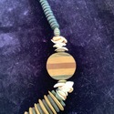 Vintage Tribal Bohemian Wood Necklace Pooka Shells