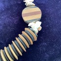 Vintage Tribal Bohemian Wood Necklace Pooka Shells