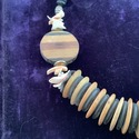 Vintage Tribal Bohemian Wood Necklace Pooka Shells