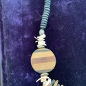 Vintage Tribal Bohemian Wood Necklace Pooka Shells