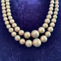 Vintage Matte Gold Plastic Double Strand Beaded Ne