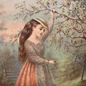Antique Litho Print Cherries Are Ripe Young Girls 