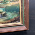 Vintage Small Oil Painting Landscape European Farm