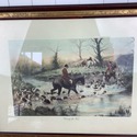 Crossing The Ford Hunt Scene Print Framed Bombay C