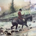 Crossing The Ford Hunt Scene Print Framed Bombay C