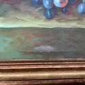 Vintage Oil Painting Still Life Fruit Grapes Wine 