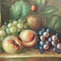 Vintage Oil Painting Still Life Fruit Grapes Wine 