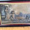 Vintage Copper Relief Repousse Wall Art Plaque Pol