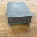 Vintage Pine Box Encased with Silver Metal  Reticu