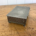Vintage Pine Box Encased with Silver Metal  Reticu