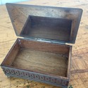 Vintage Pine Box Encased with Silver Metal  Reticu