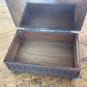Vintage Pine Box Encased with Silver Metal  Reticu