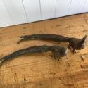 Pair Cast Metal Pheasant Figures Long Tails Glass 