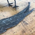 Pair Cast Metal Pheasant Figures Long Tails Glass 