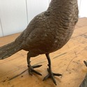 Pair Cast Metal Pheasant Figures Long Tails Glass 