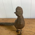 Pair Cast Metal Pheasant Figures Long Tails Glass 