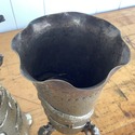 Vintage Brazil Pair Footed Vases Hammered Metal Bi