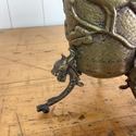 Vintage Brazil Pair Footed Vases Hammered Metal Bi