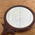 Antique Wood Hand Mirror 2 Sided Inlaid Trim Wood 