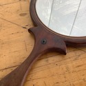 Antique Wood Hand Mirror 2 Sided Inlaid Trim Wood 