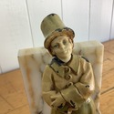 Antique Bookends Marble w Dutch Boy Girl Metal Cel
