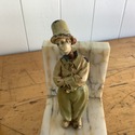 Antique Bookends Marble w Dutch Boy Girl Metal Cel