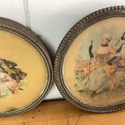 Pair Antique Metal Round Petite Small Picture Fram