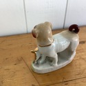 Vintage German Figurine Pug Dog w 2 Pups Porcelain