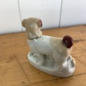 Vintage German Figurine Pug Dog w 2 Pups Porcelain