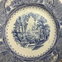 Antique Blue White Transferware Castle Scenery Pla