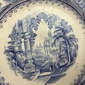Antique Blue White Transferware Castle Scenery Pla